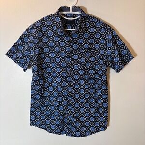 Reverse Threads Legacy Mens Small Navy Blue Icon Dot Geometric Button Down Shirt